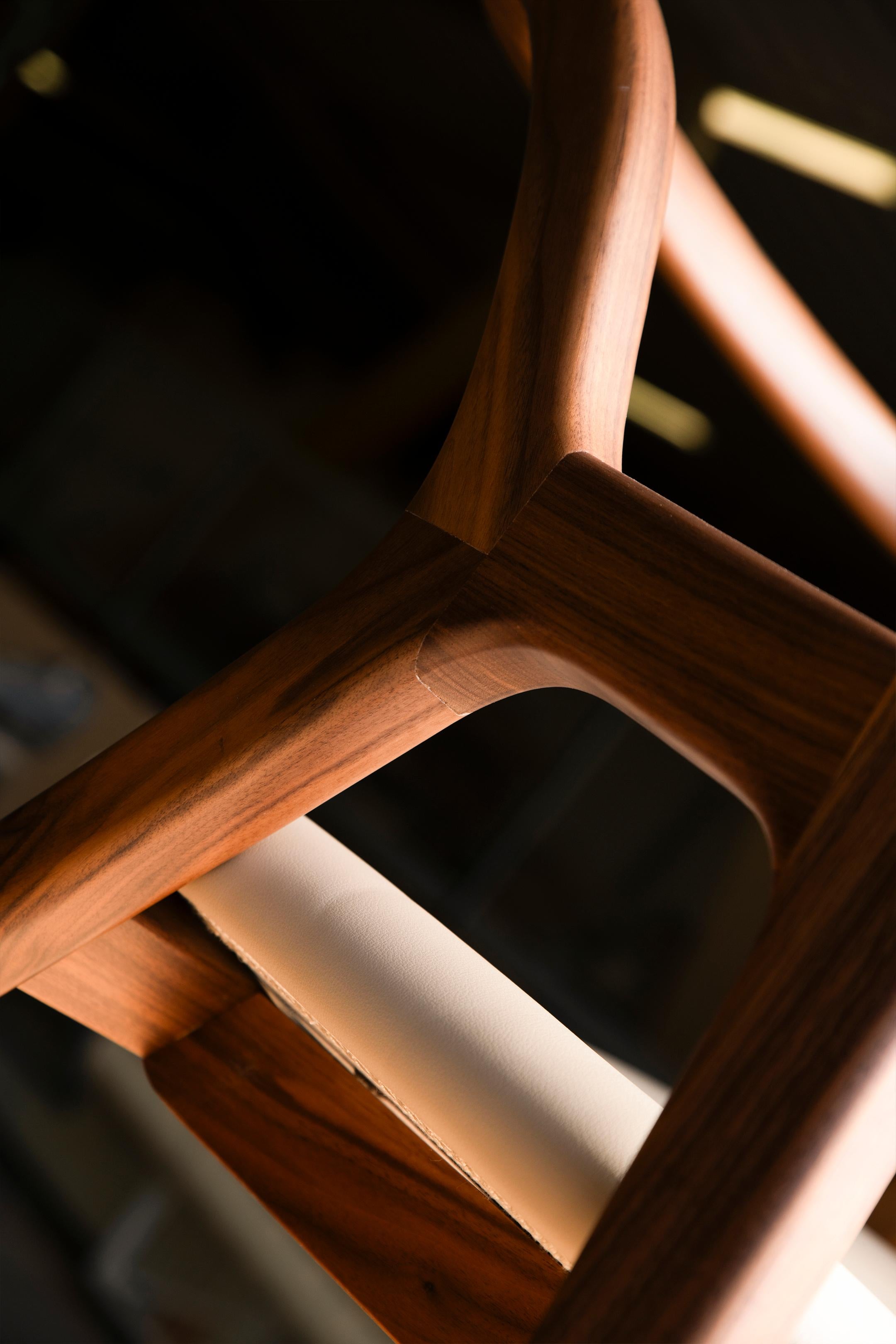 Oiled In breve Solid Wood Chair, Walnut in Hand-Made Natural Finish, Contemporary For Sale