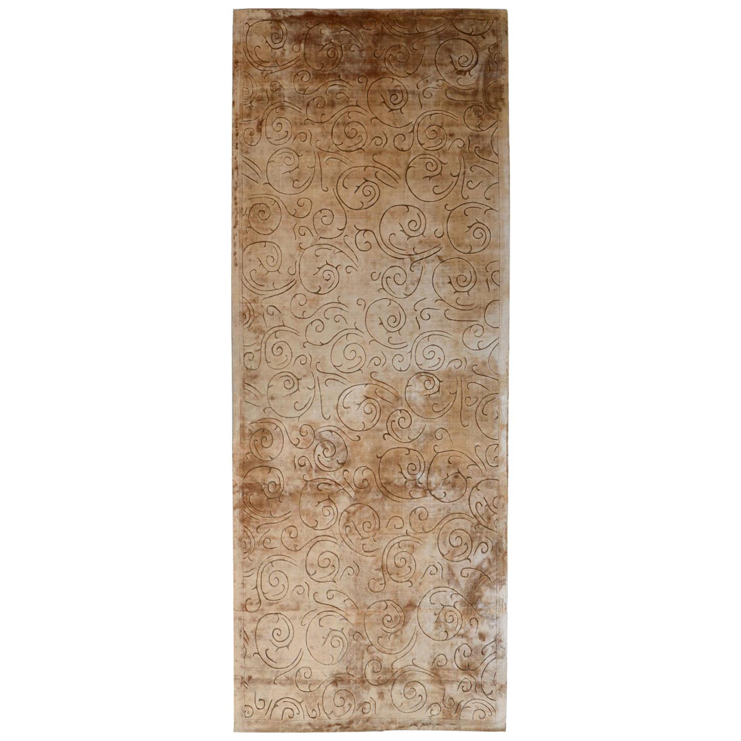Soft Warm Colors Floral Drawings Contemporary Rug In Stock 200x510 cm For Sale