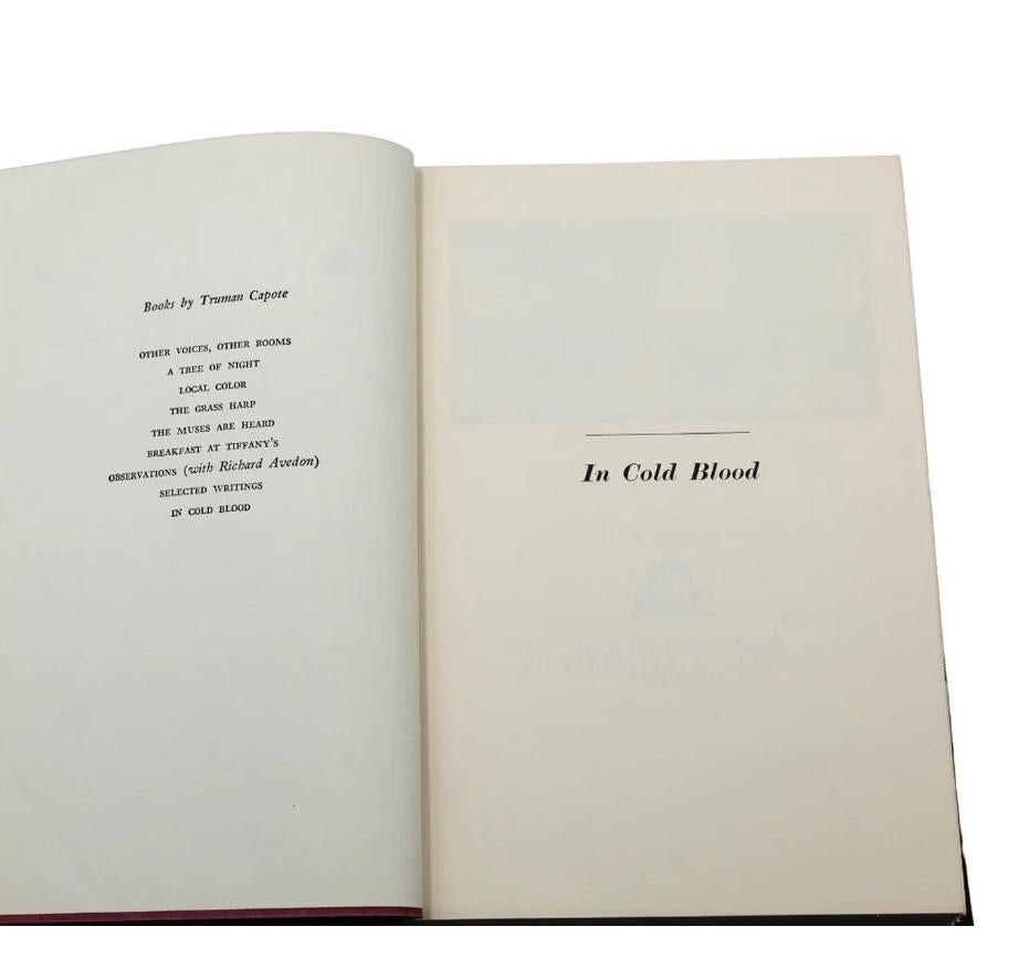 Paper In Cold Blood by Truman Capote, First Trade Edition, 1965