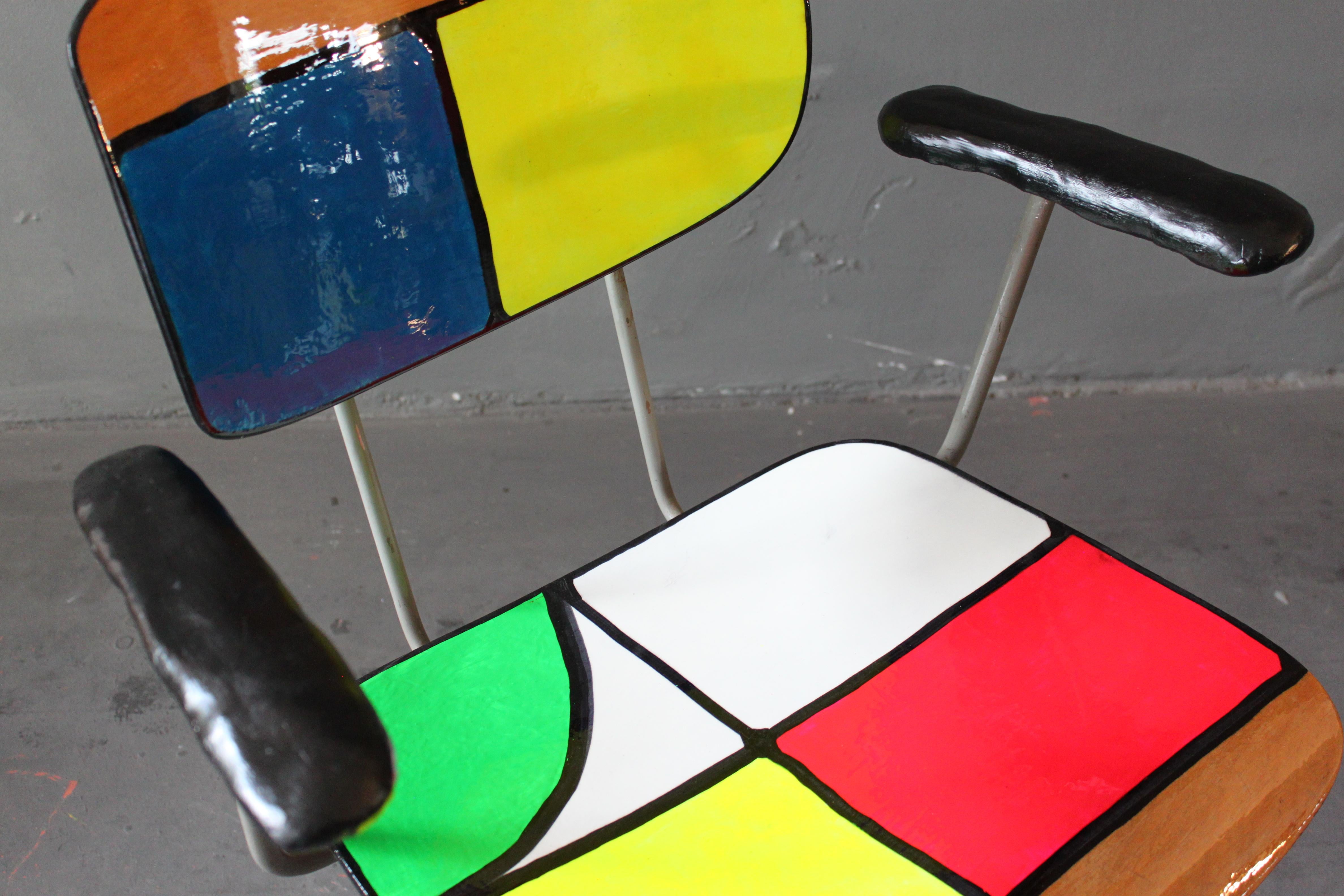 Hand-Painted In Color We Trust Chair by Wim Rietveld/ Contemporized by Markus Friedrich Staab For Sale