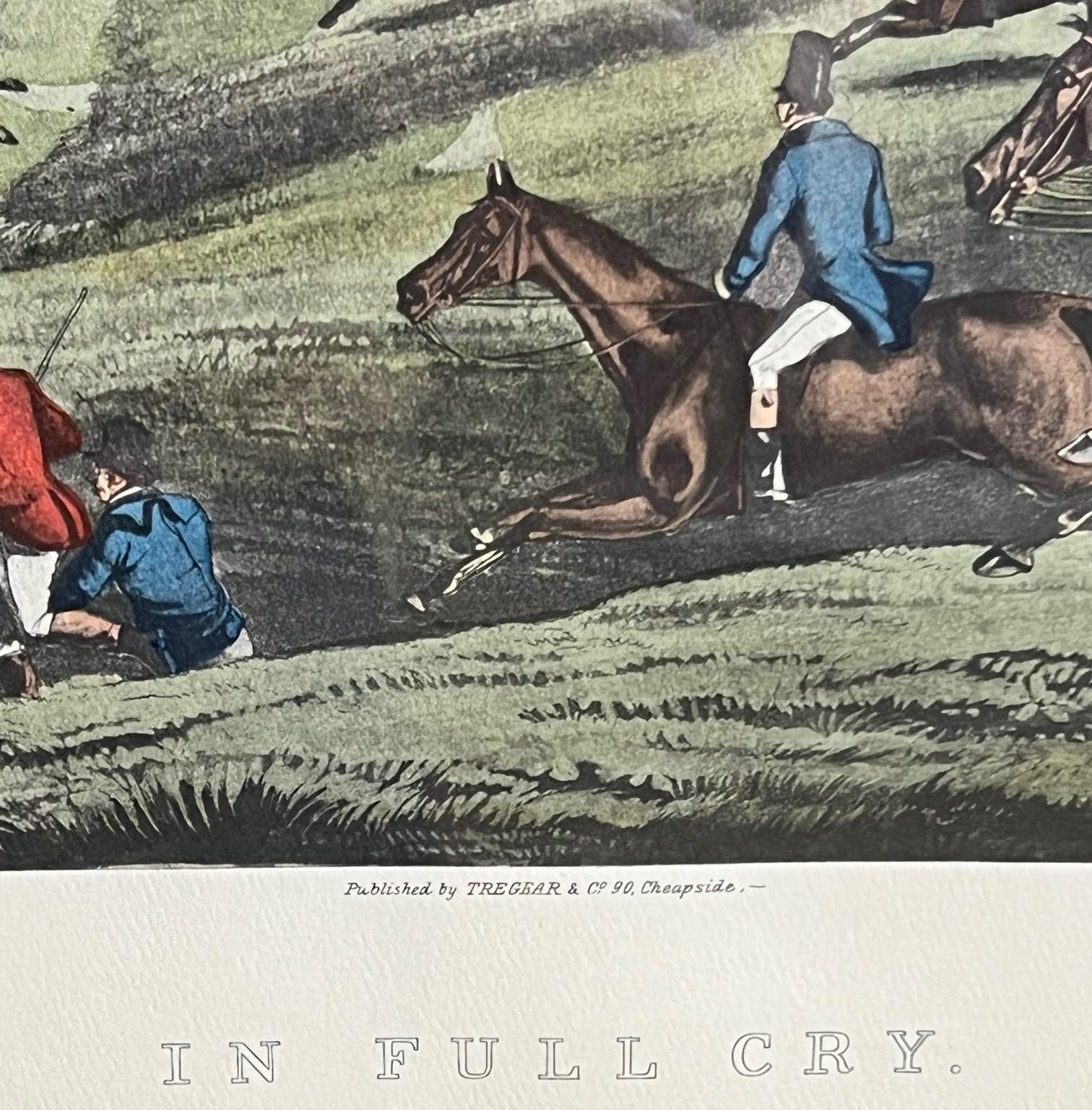 XIXe siècle Scène de chasse équestre anglaise « in Full Cry » d'Henry Alken encadrée sous verre en vente