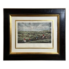 "in Full Cry" English Equestrian Hunt Scene by Henry Alken Framed under Glass