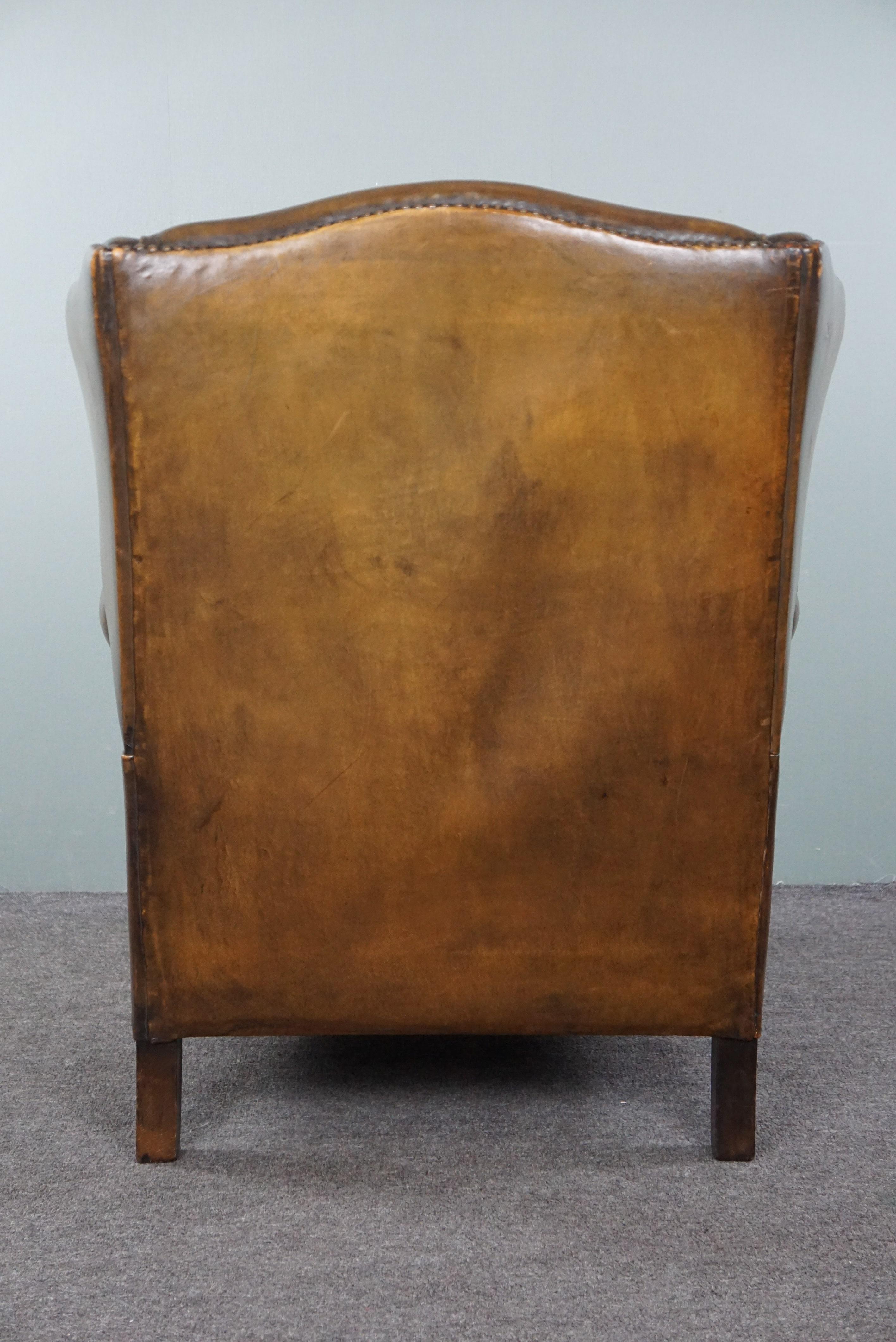 Late 20th Century In good condition wingback chair made of sheepskin For Sale