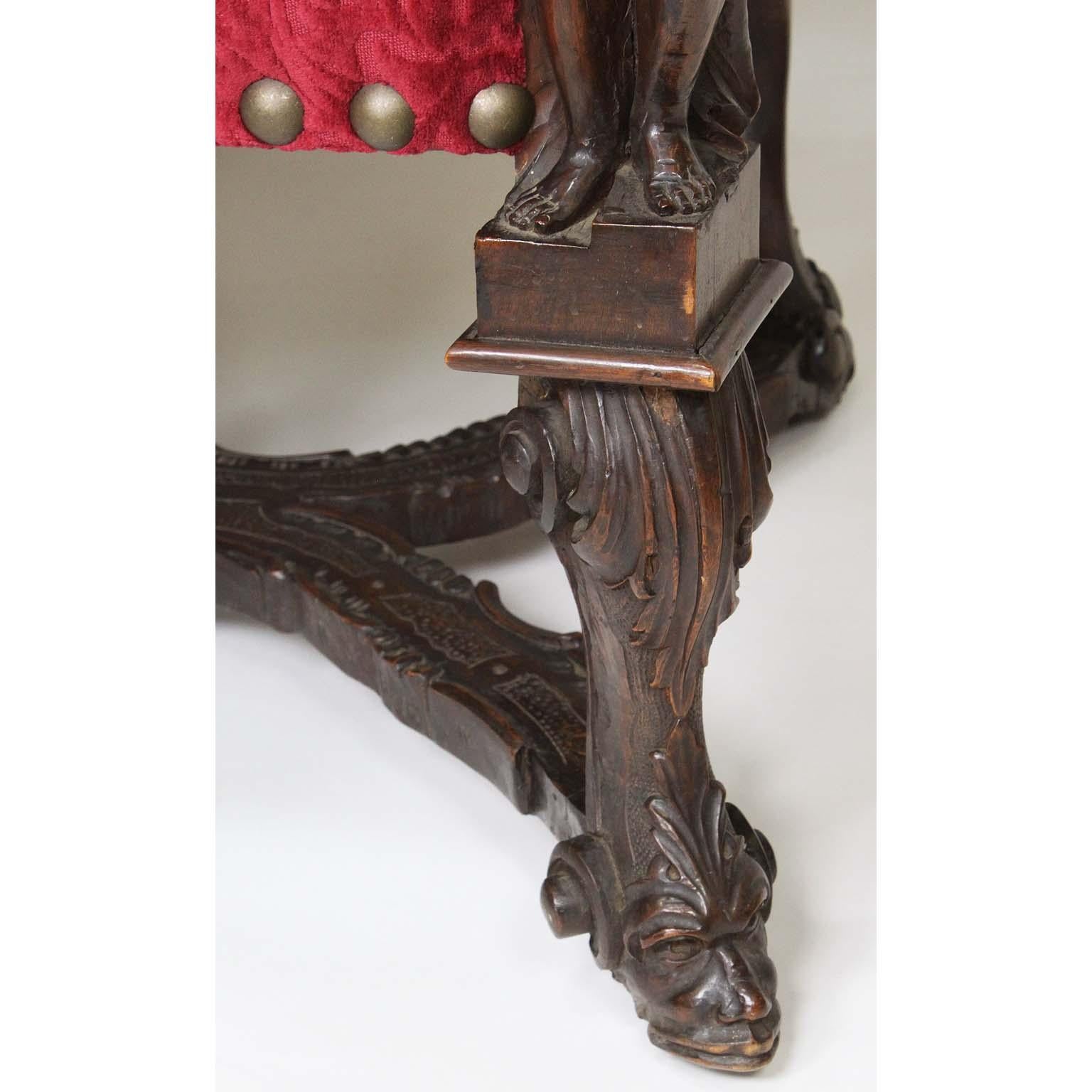 In Manner of Andrea Brustolon Venetian 19th Century Carved Walnut Figural Settee For Sale 6