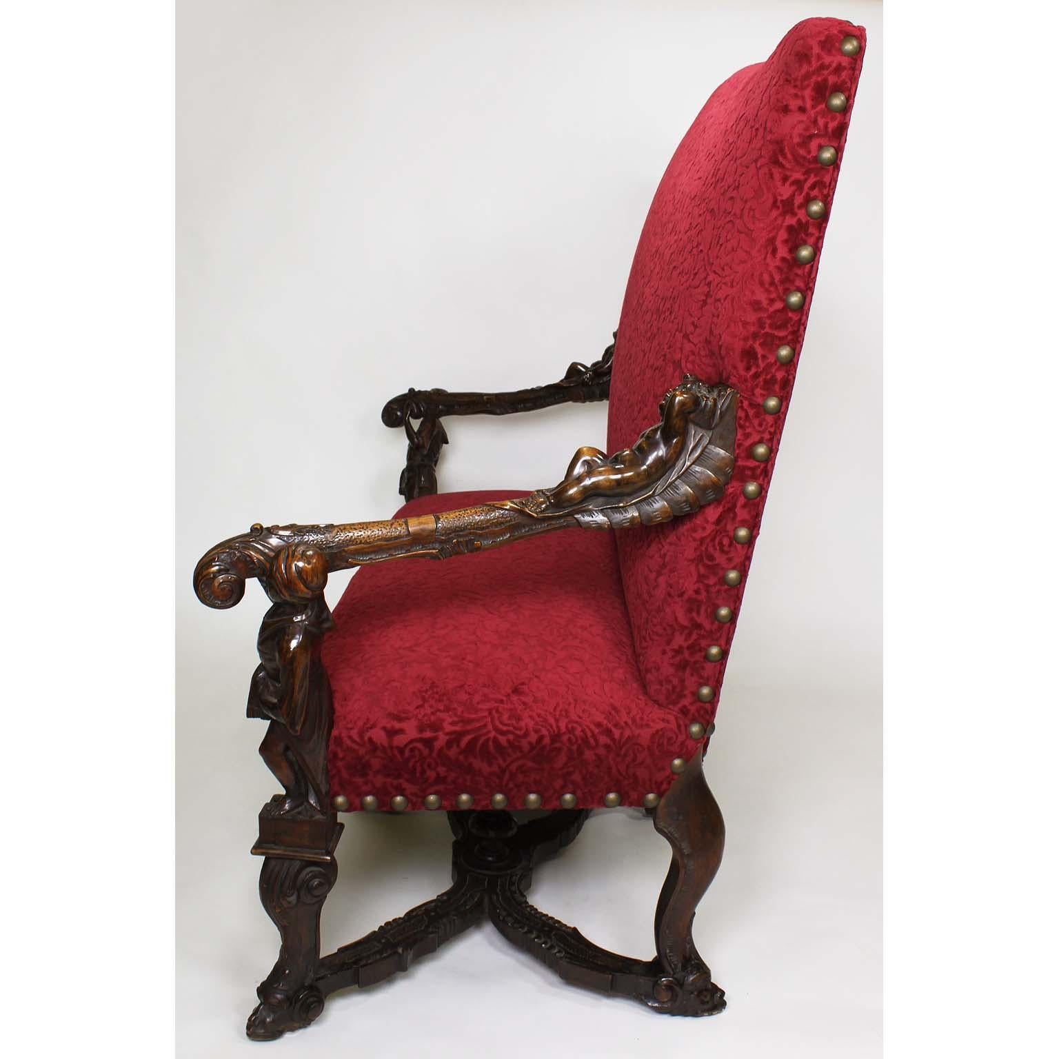 In Manner of Andrea Brustolon Venetian 19th Century Carved Walnut Figural Settee For Sale 7