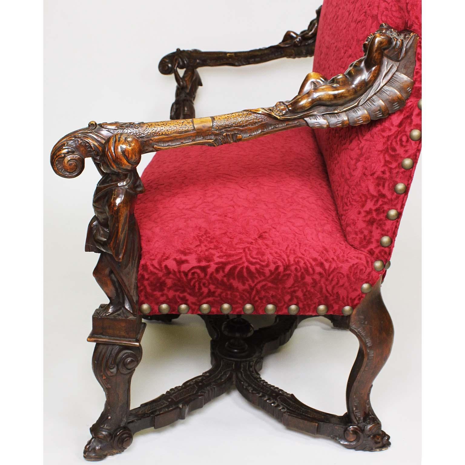 In Manner of Andrea Brustolon Venetian 19th Century Carved Walnut Figural Settee For Sale 8
