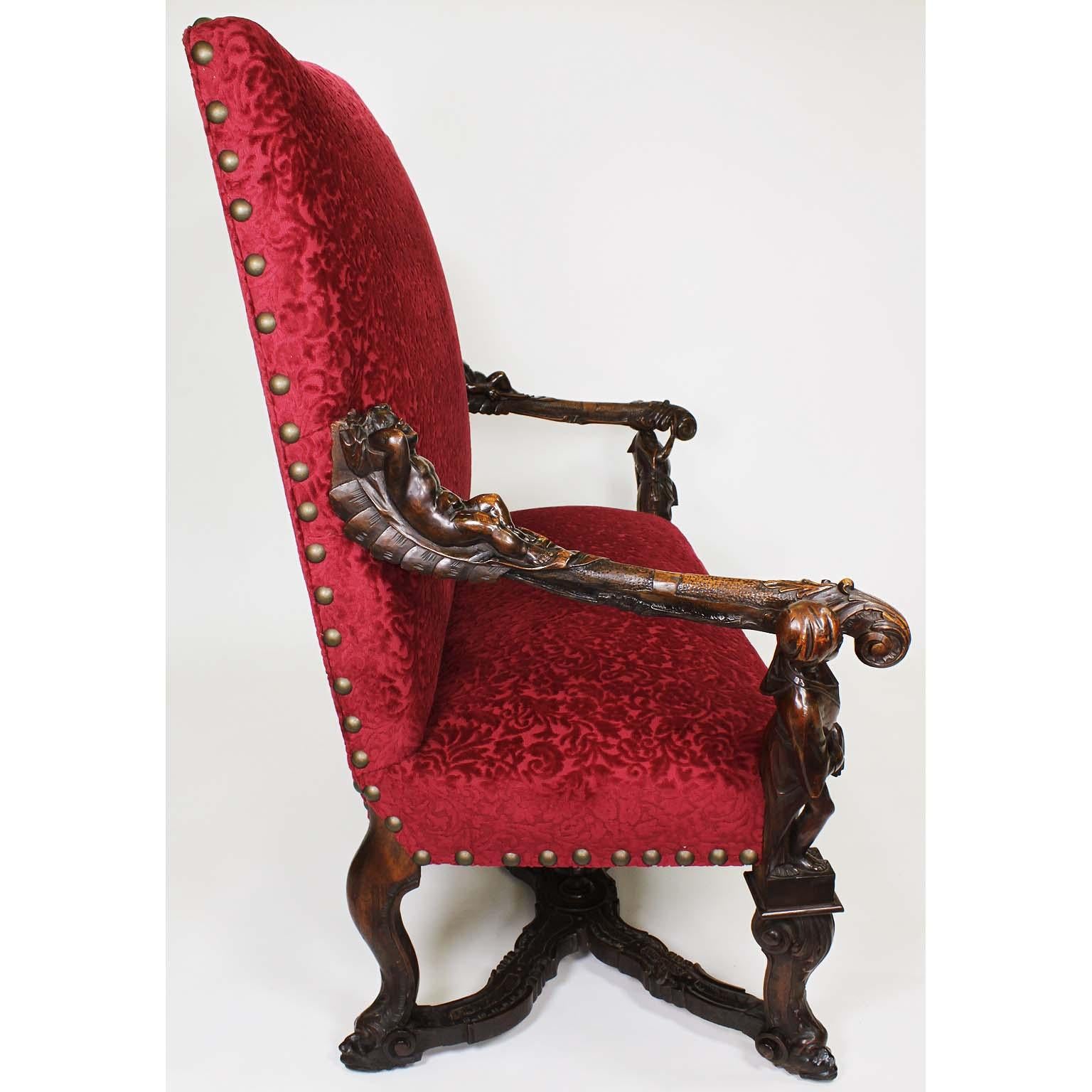 In Manner of Andrea Brustolon Venetian 19th Century Carved Walnut Figural Settee For Sale 9