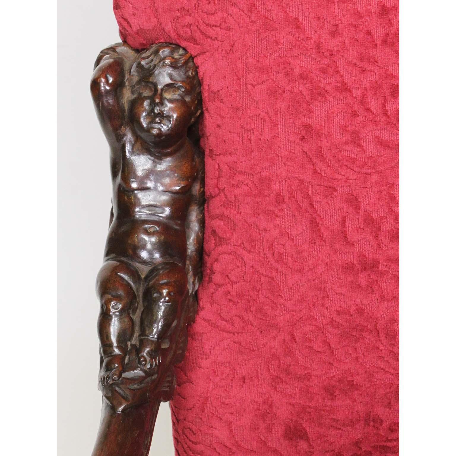 In Manner of Andrea Brustolon Venetian 19th Century Carved Walnut Figural Throne For Sale 1