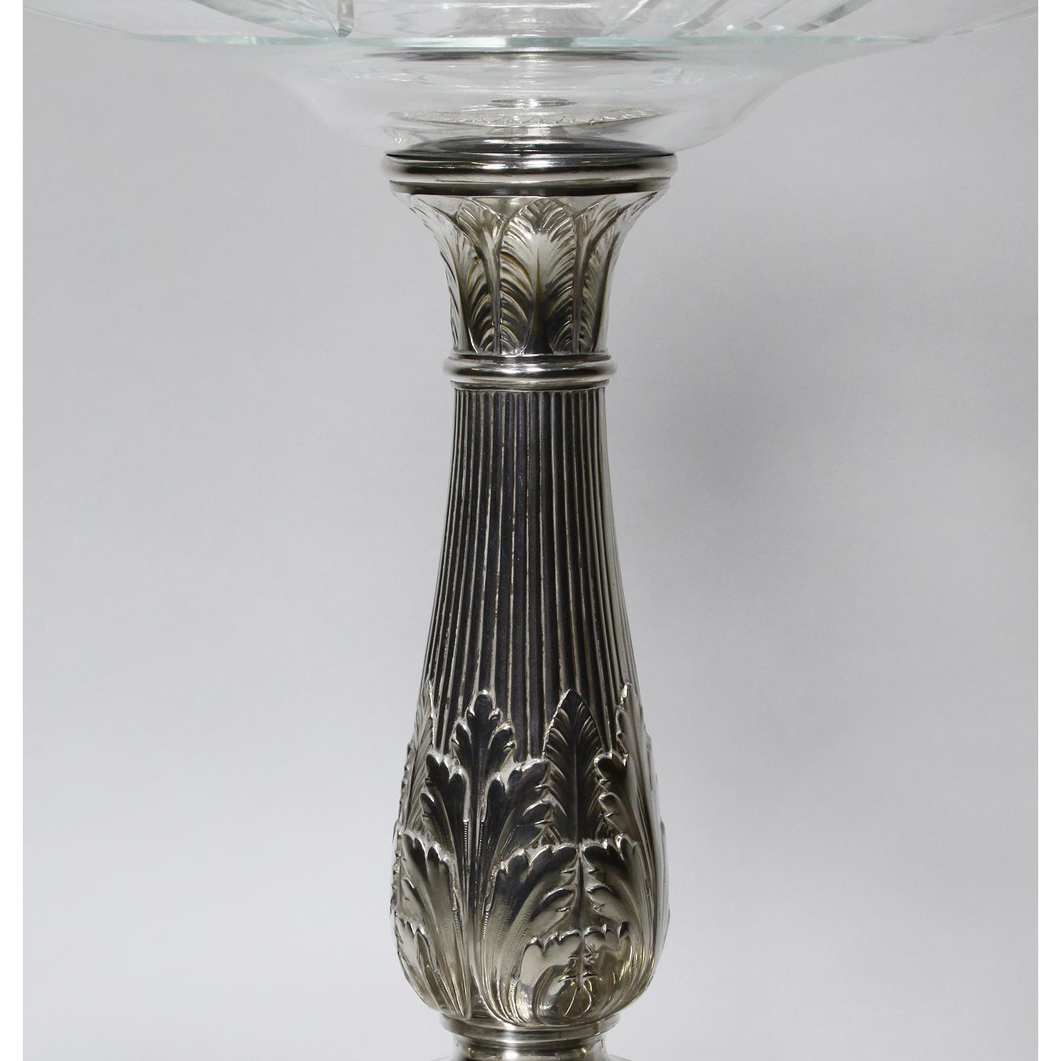 Centro de mesa chapado en plata y cristal tallado de Christofle, s. XIX-XX Grabado en venta