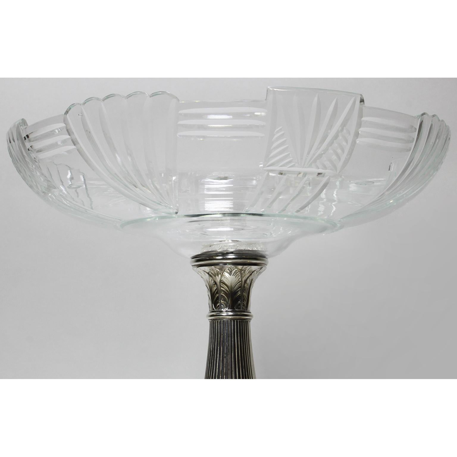 Centro de mesa chapado en plata y cristal tallado de Christofle, s. XIX-XX en Bueno estado para la venta en Los Angeles, CA