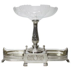 In Manner of Christofle 19th-20th Century Silver Plated & Cut-Glass Centerpiece