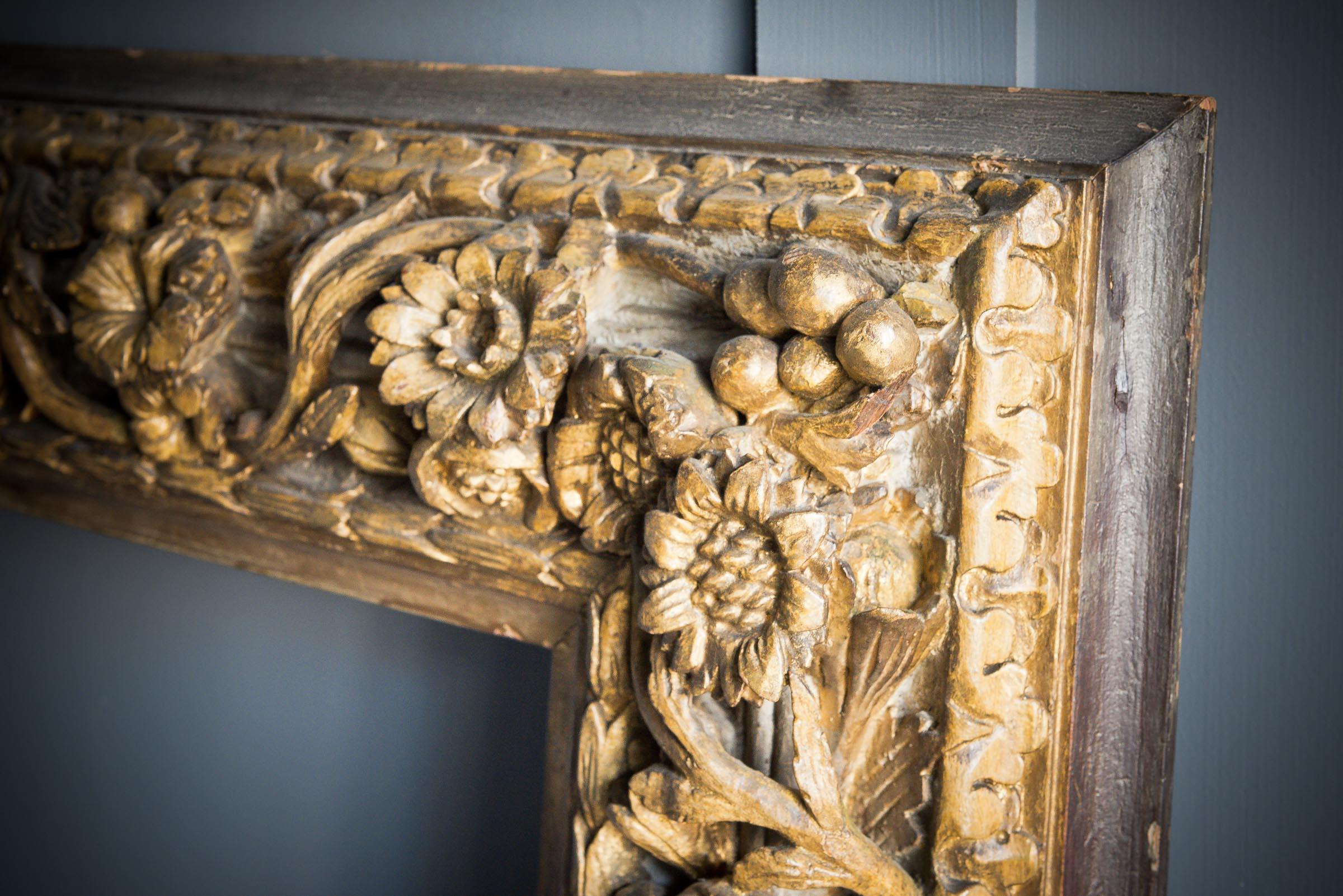 in Manner of Grinling Gibbons Overmantle Carved Gilt Mirror 1