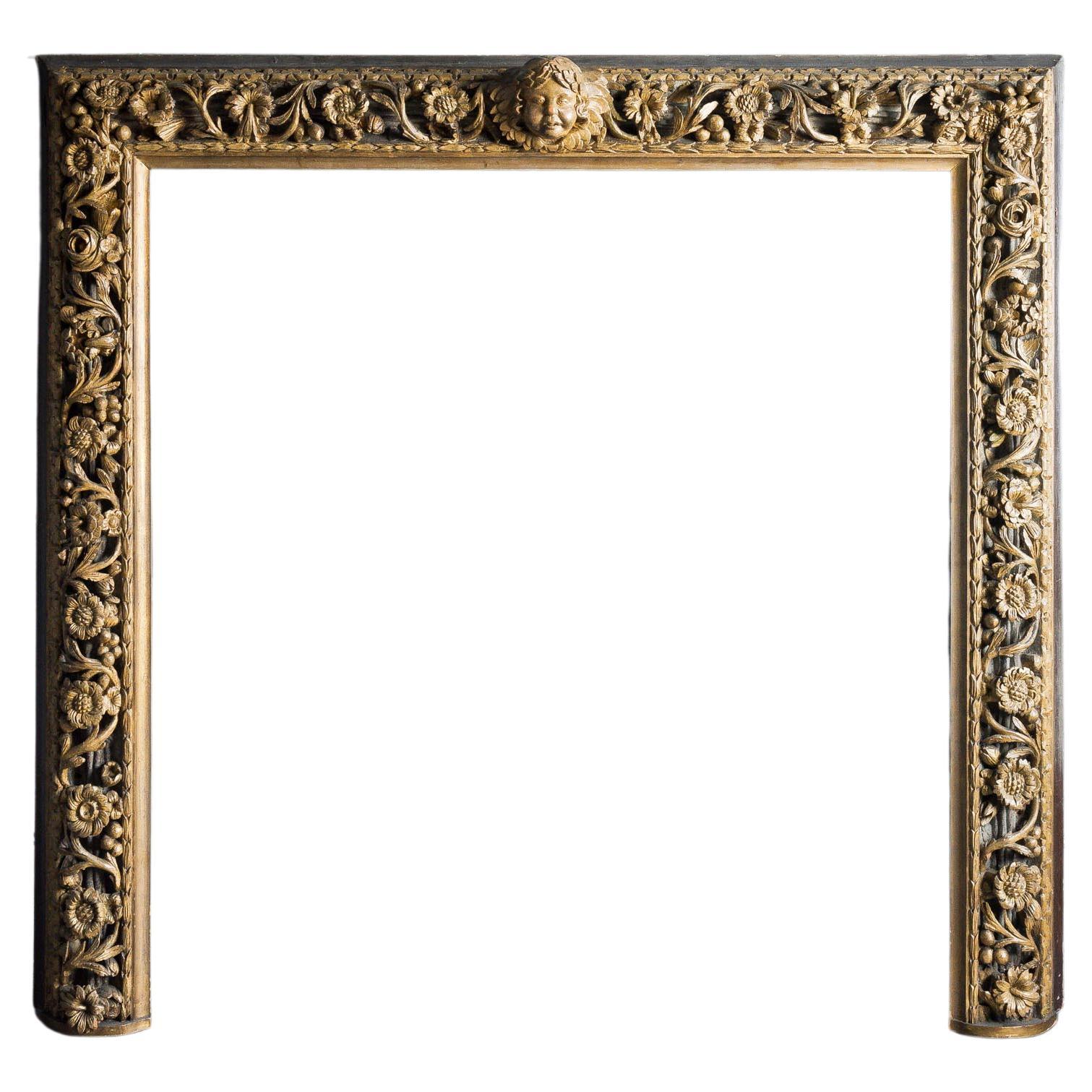 in Manner of Grinling Gibbons Overmantle Carved Gilt Mirror