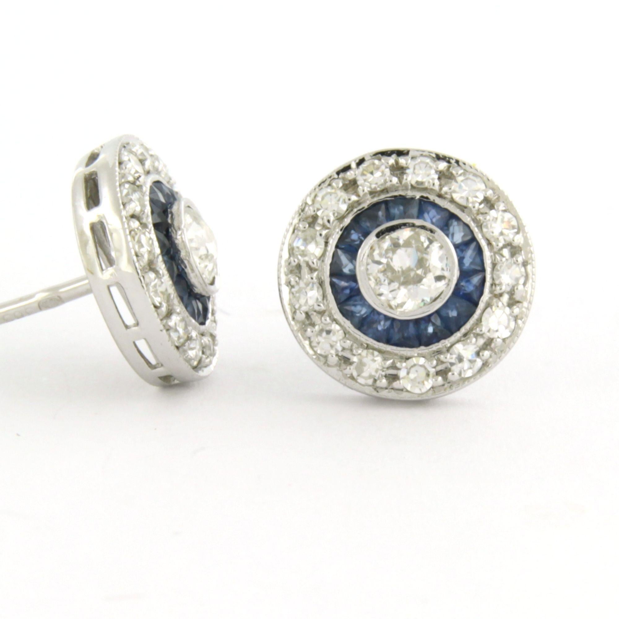 En mémoire de Boucles d'oreilles ART DECO avec saphir et diamants Or 14k Neuf - En vente à The Hague, ZH