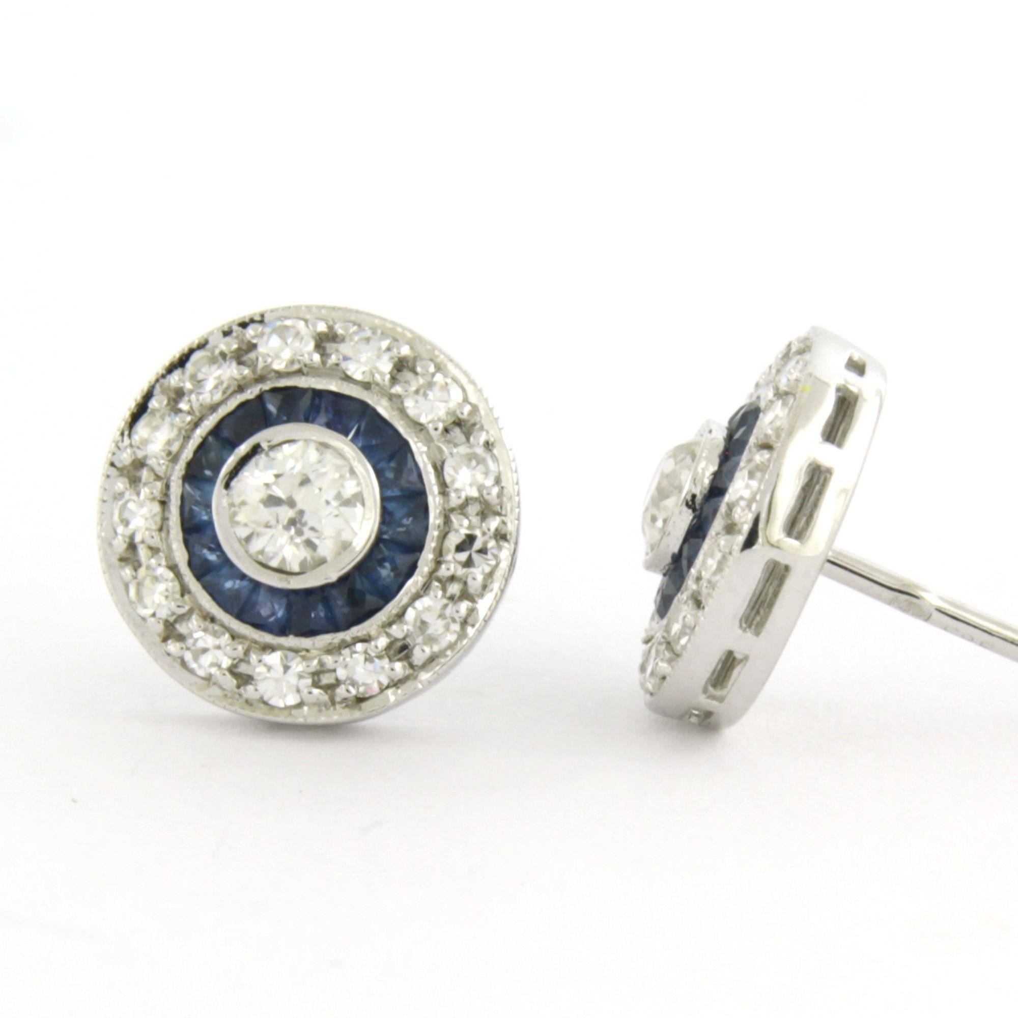 En mémoire de Boucles d'oreilles ART DECO avec saphir et diamants Or 14k Pour femmes en vente