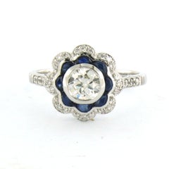 in memory of ART DECO ring with sapphire and diamonds up to 0.73ct 14k gold