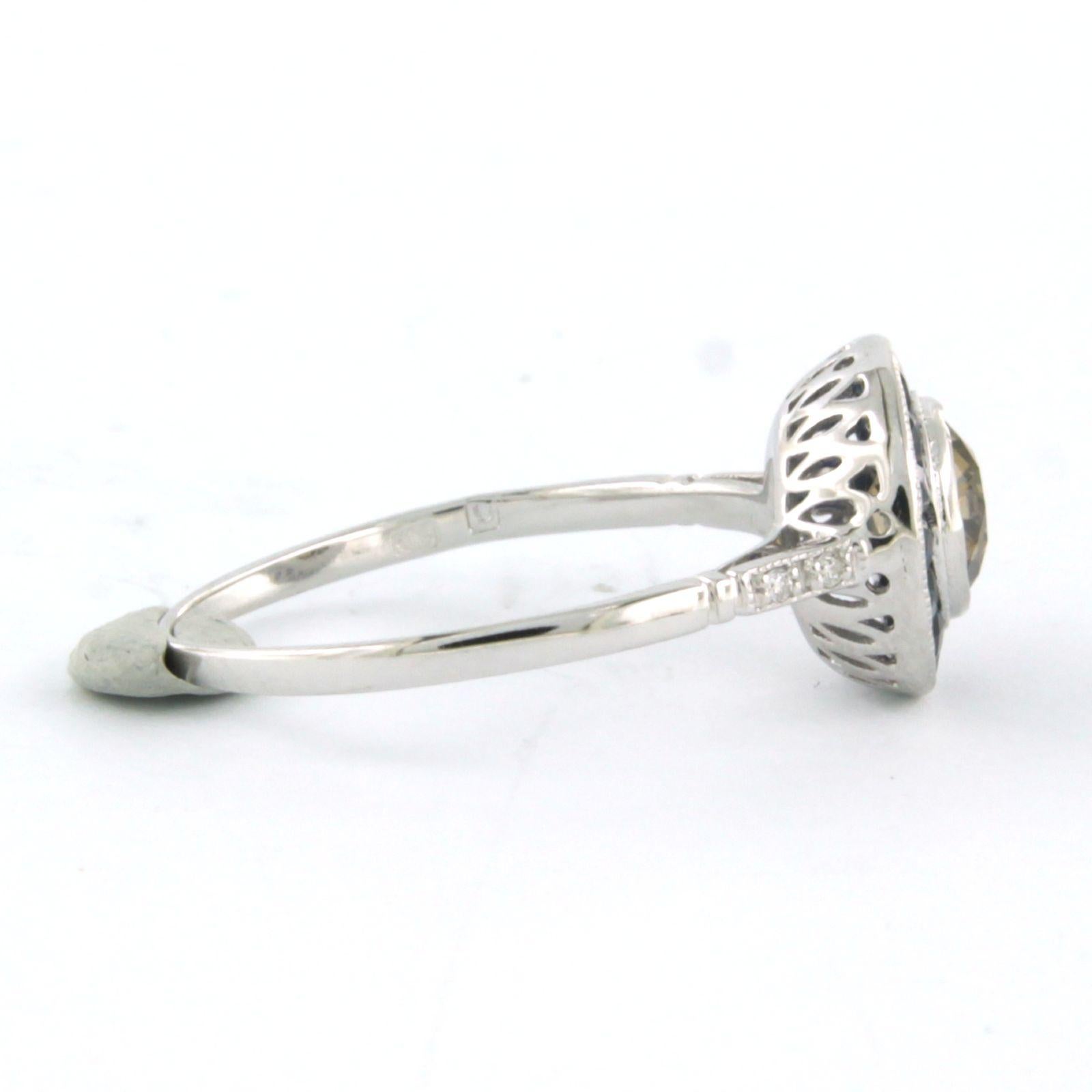 Women's In memory of ART DECO ring with sapphire and diamonds up to 0.78ct 14k gold For Sale
