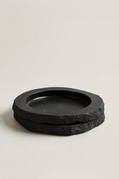 In Mensa Veritas Unique Plate in Carved Black Marble by Andres Monnier