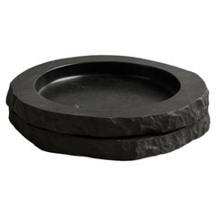 In Mensa Veritas Unique Plate in Carved Black Marble by Andres Monnier