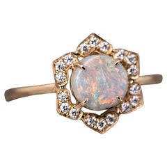 In My Heart - Boulder Opal Diamond Engagement Ring 18K Yellow Gold