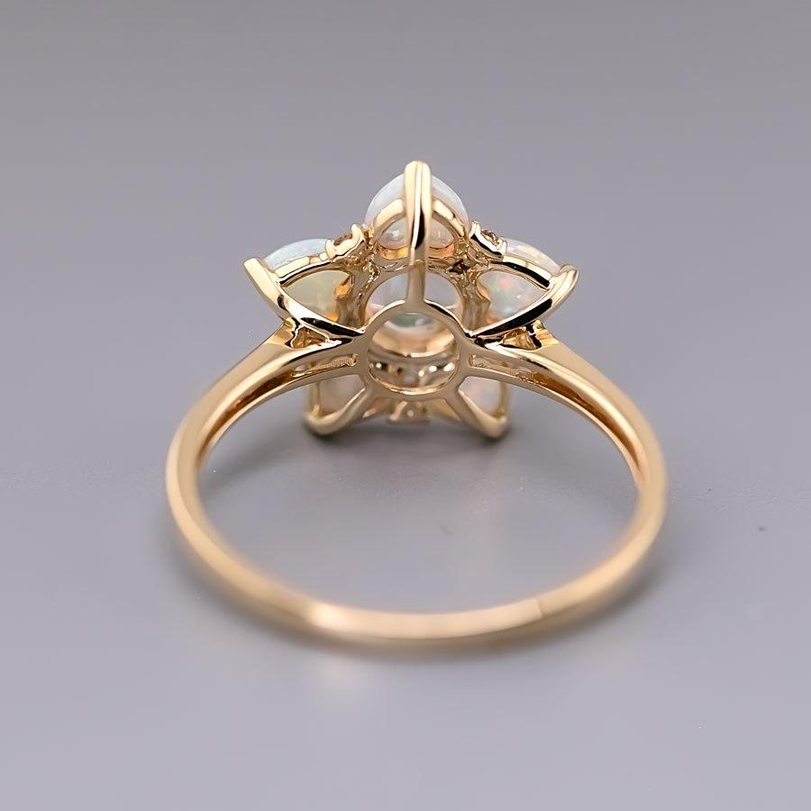 Women's or Men's In My Heart - Fire Opal & Australian Opal Diamond Engagement Ring 18K Gold For Sale