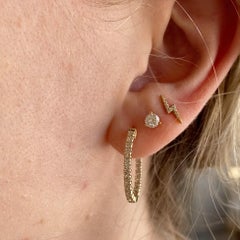 In & Out 1.00 Carats Diamond Oval Hoops 14K Gold 22x20 mm