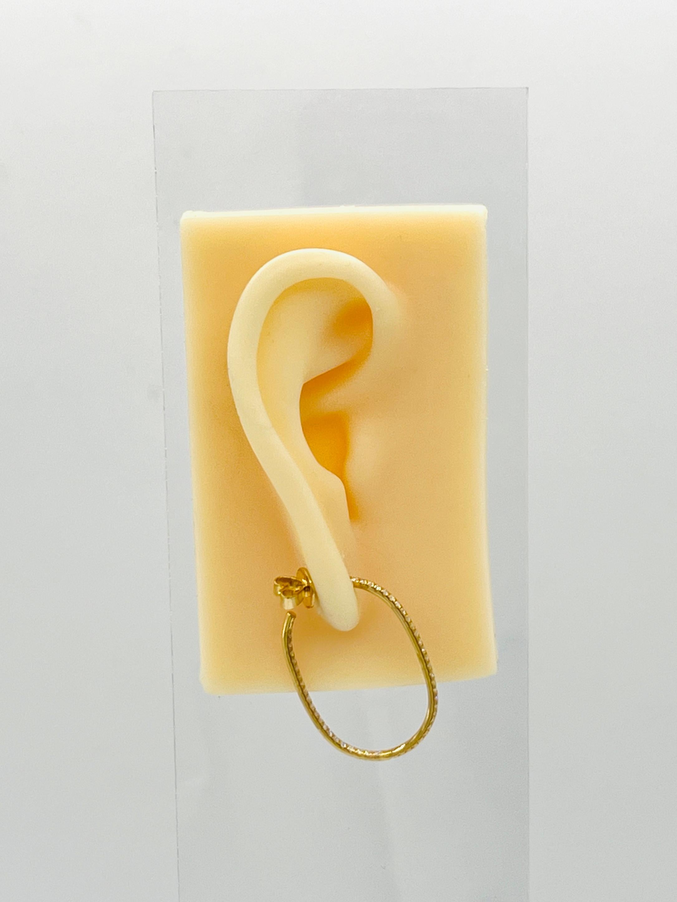 Round Cut In & Out White Diamond Semi-Hoop Earrings in 18K Yellow Gold