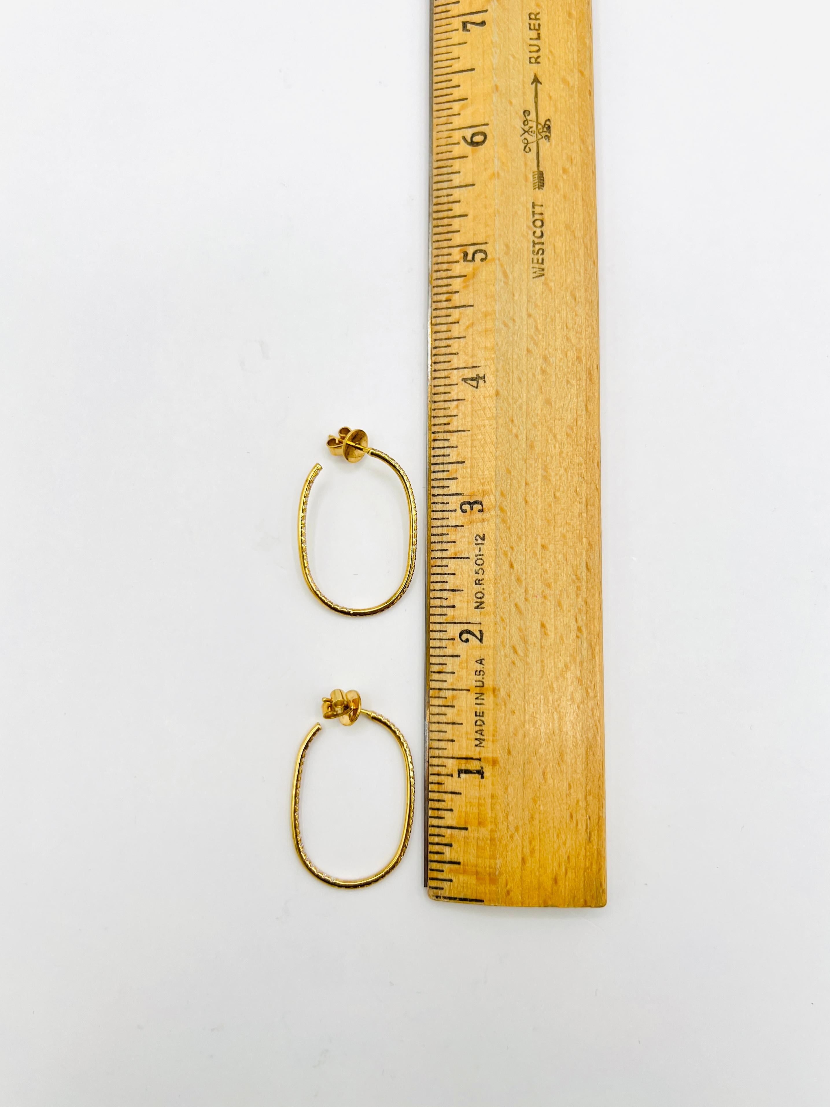 In & Out White Diamond Semi-Hoop Earrings in 18K Yellow Gold 2