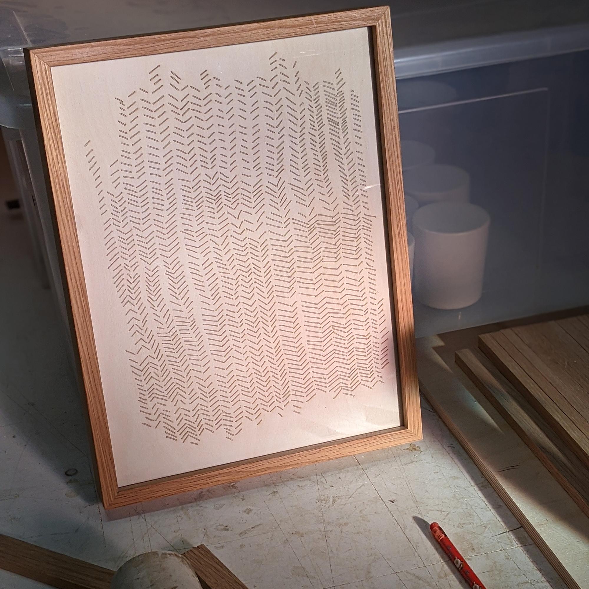 In Prints Etching into White Washed Birch 'Herringbone' In New Condition For Sale In Chatham, ON