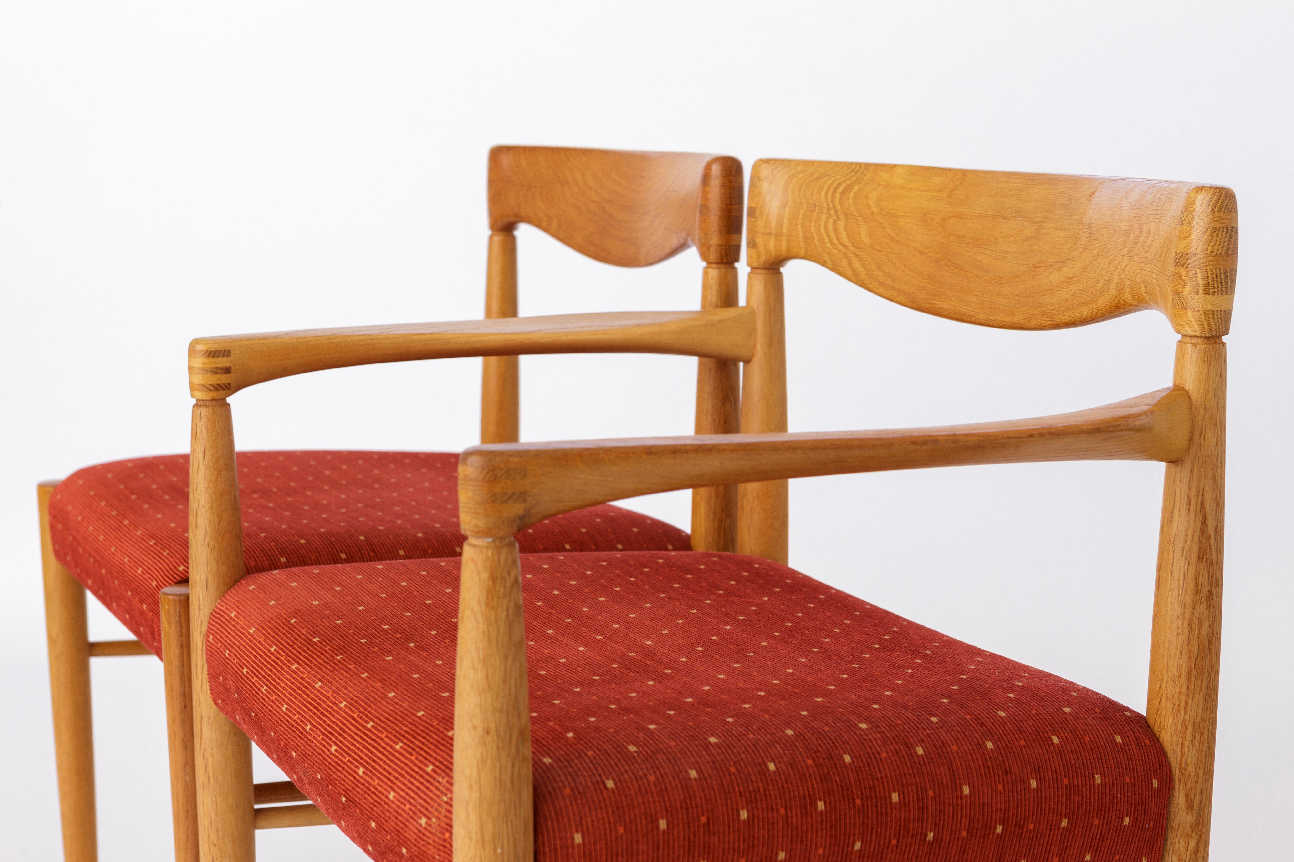 Polished In progress: Set of 8 oak chairs, by H.W. Klein for Bramin, 1960s Denmark