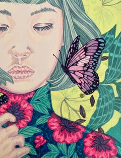 Girl and butterfly II - Original acrylic on canvas