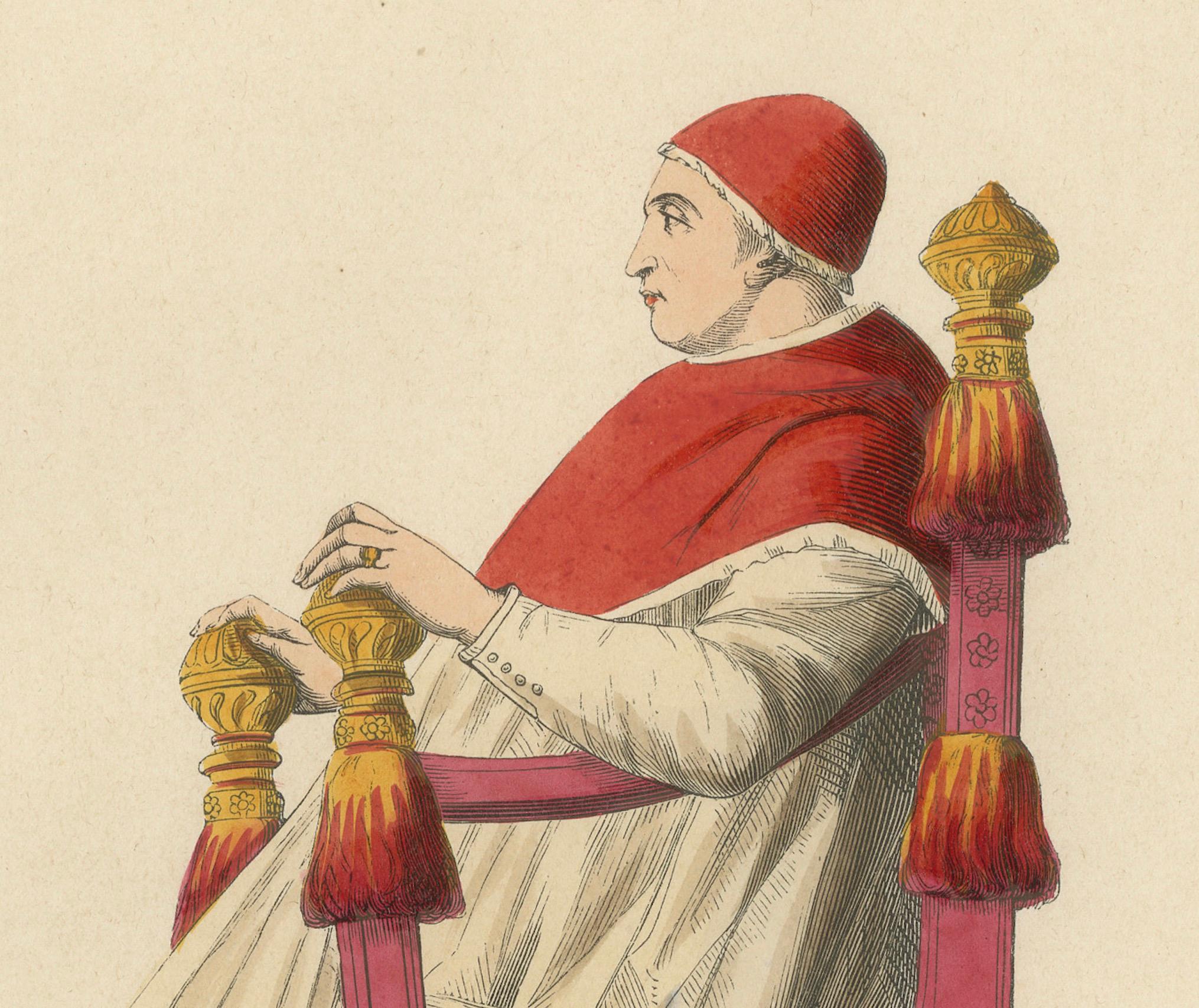 In Sacred Contemplation: Pope Sixtus IV on the Papal Throne, 1847 In Good Condition For Sale In Langweer, NL