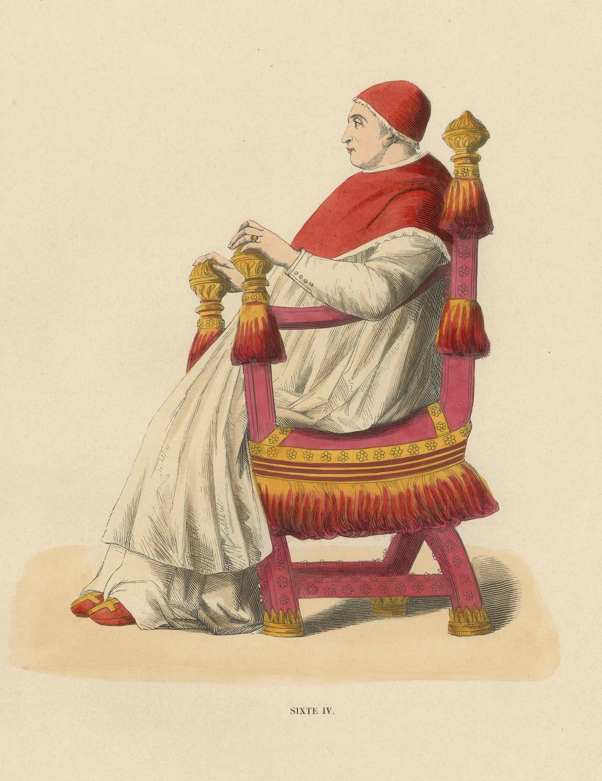 Mid-19th Century In Sacred Contemplation: Pope Sixtus IV on the Papal Throne, 1847 For Sale
