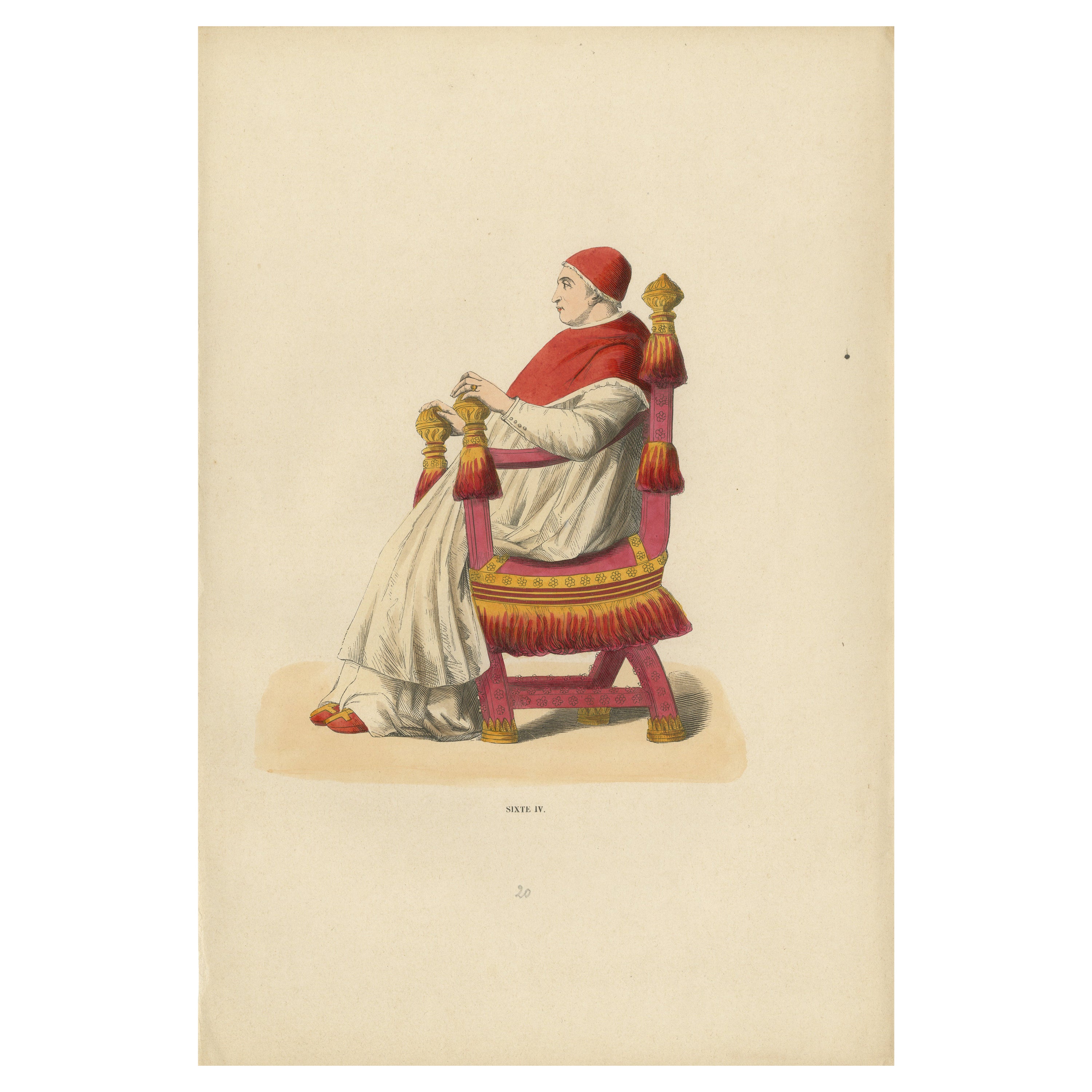 In Sacred Contemplation: Papst Sixtus IV. auf dem Papstlichen Thron, 1847 im Angebot
