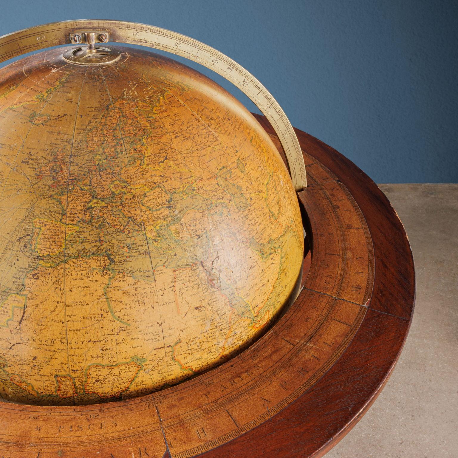 Other In-Scale Earth Globe Paper Mache England 1920 Ca