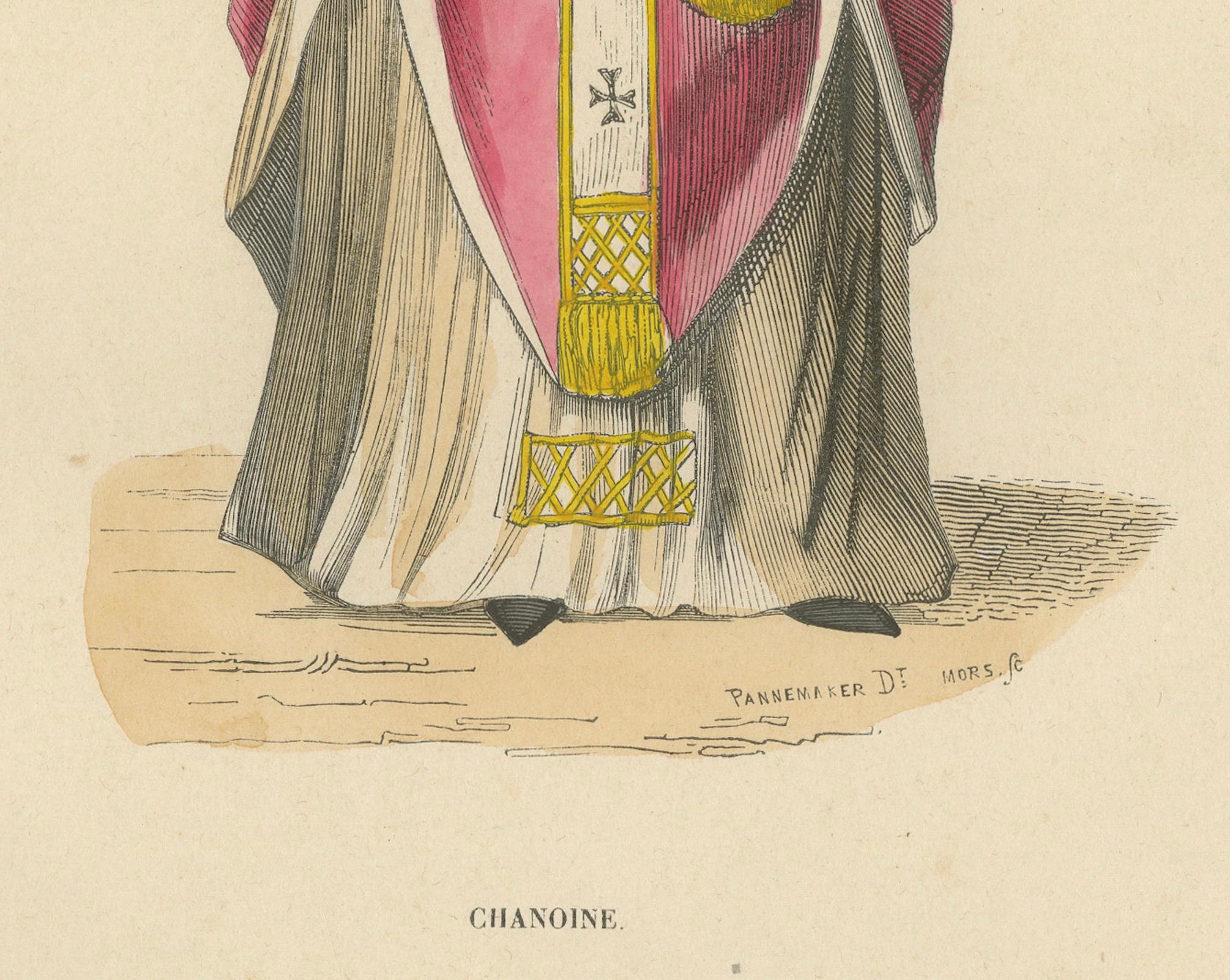 Milieu du XIXe siècle In Solemn Duty: A Canon in Contemplation, lithographie colorée à la main, 1847 en vente