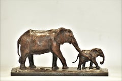Al passo - Scultura di elefante in bronzo