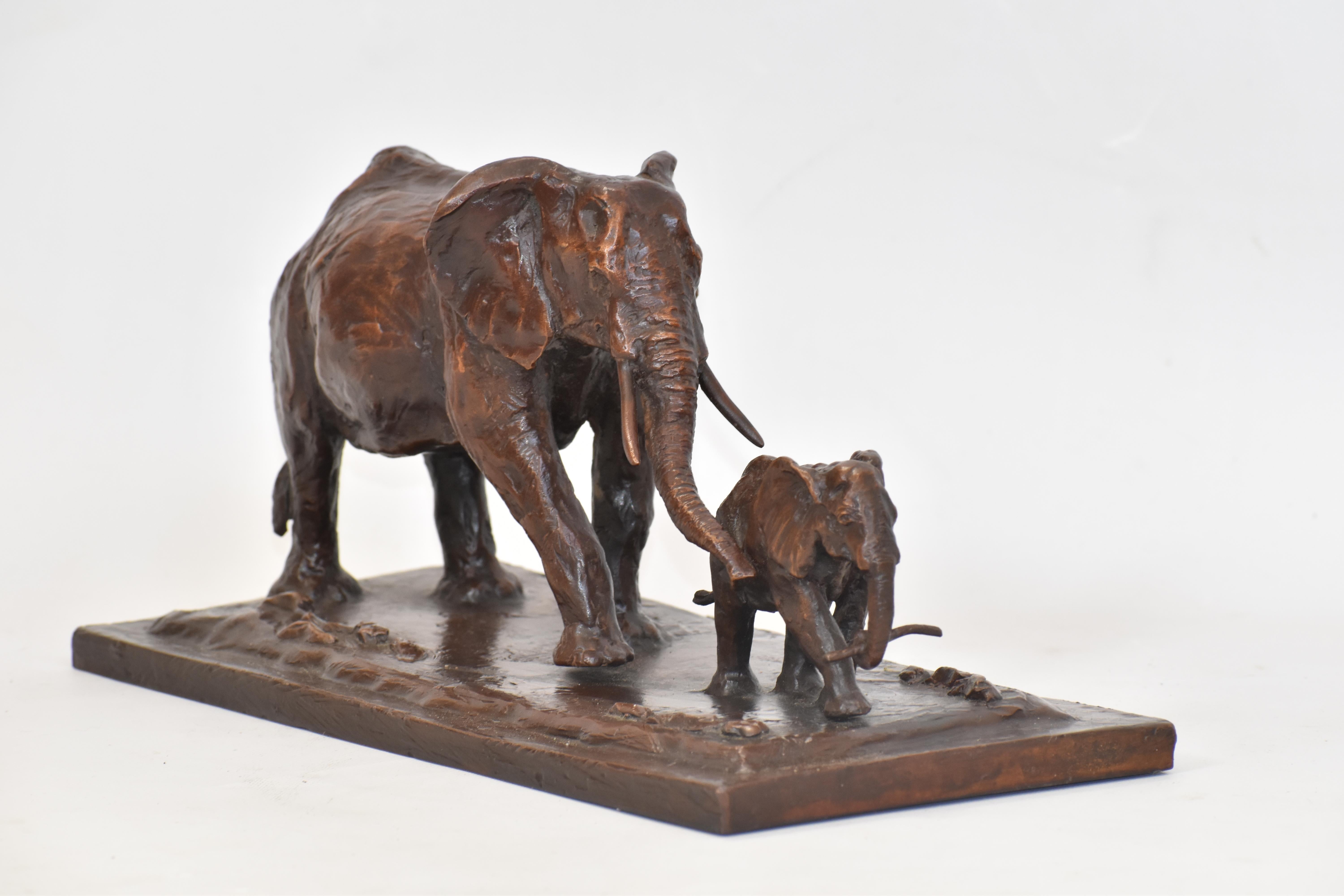 In Step - Elefanten-Skulptur aus Bronze (Gegossen) im Angebot