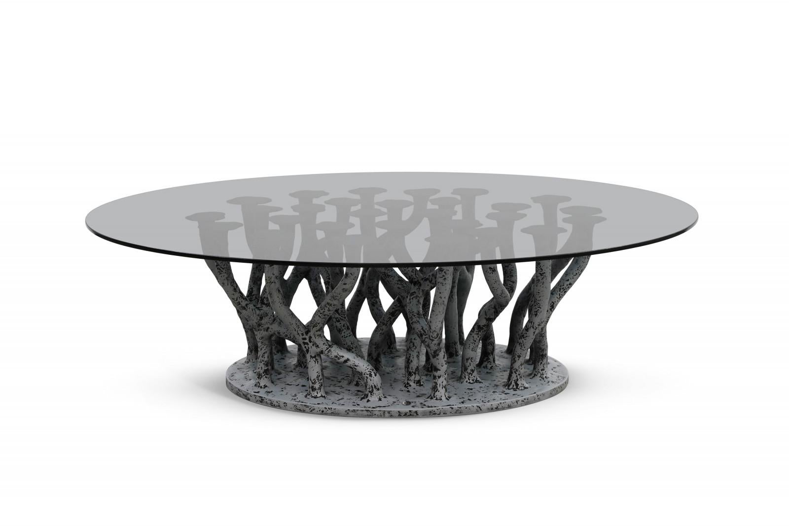 Hand-Crafted In Stock-Amorphous Dining Table Bronze Finish For Sale