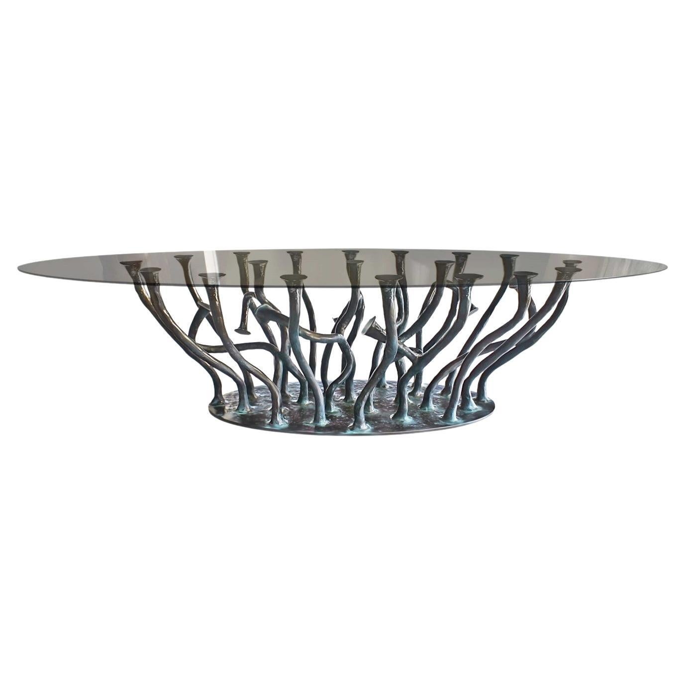 In Stock-Amorphous Dining Table Bronze Finish For Sale