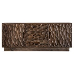 In-Stock, Art Deco Inspired Hand-Carved Wooden Sideboard