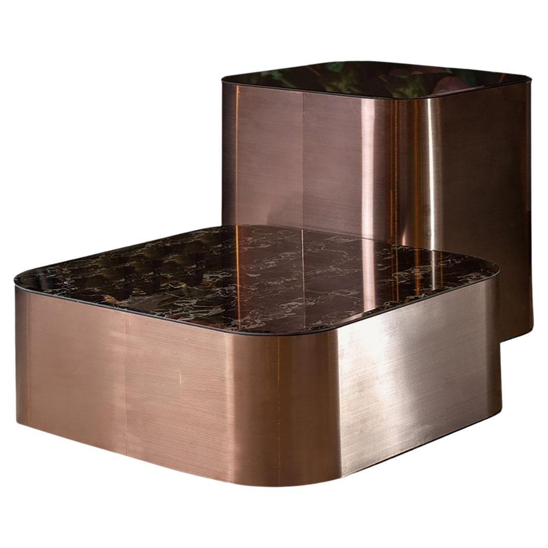 In-Stock, Art Deco Style Coffee & Side Table in Copper Finish