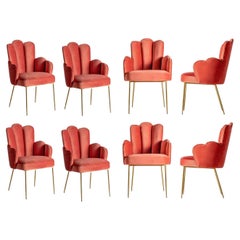 In-Stock Art Deco Style Dining Chairs in Antique Pink Velvet