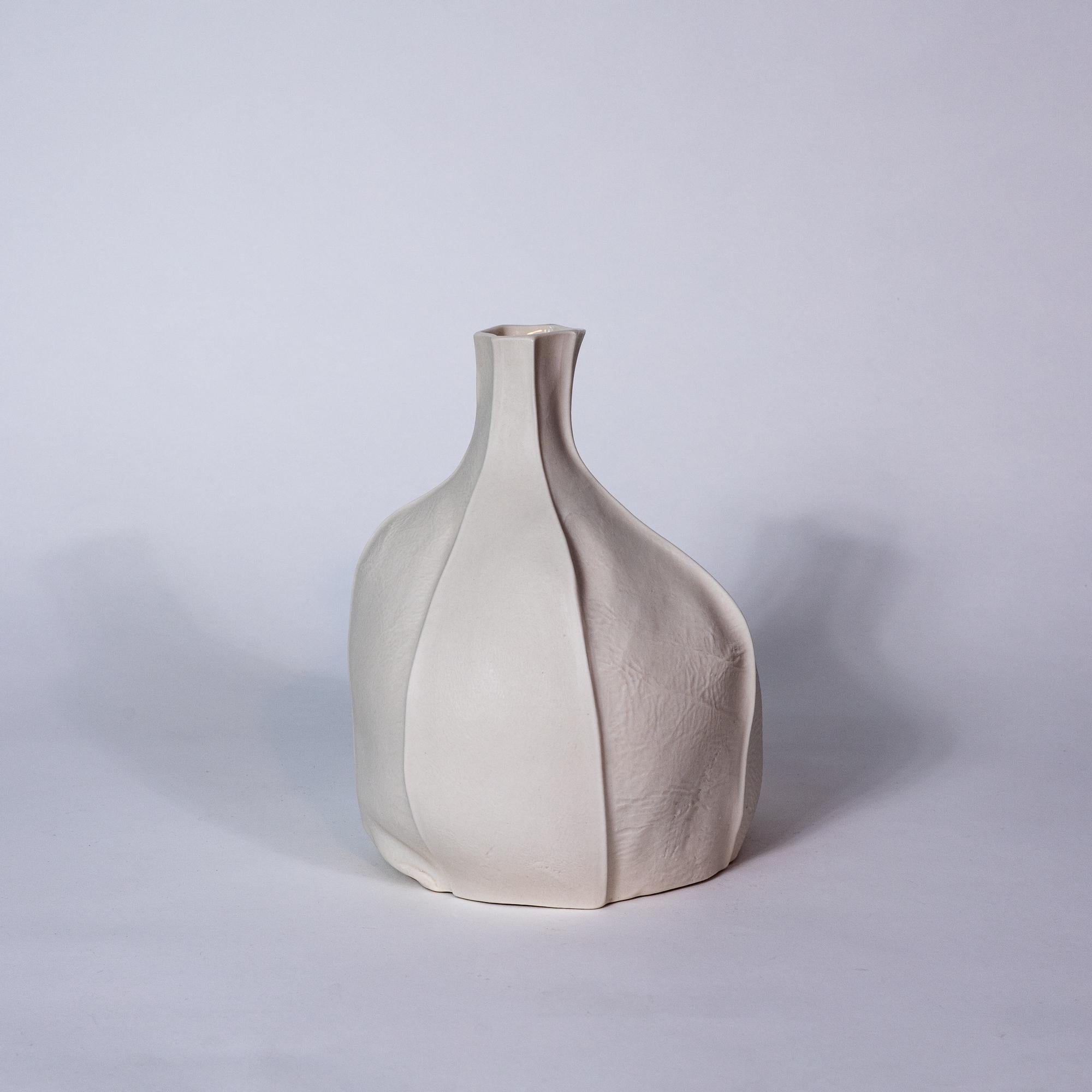 American In-Stock Ceramic Kawa Vase 10, organic sculpture leather textured, SECOND For Sale