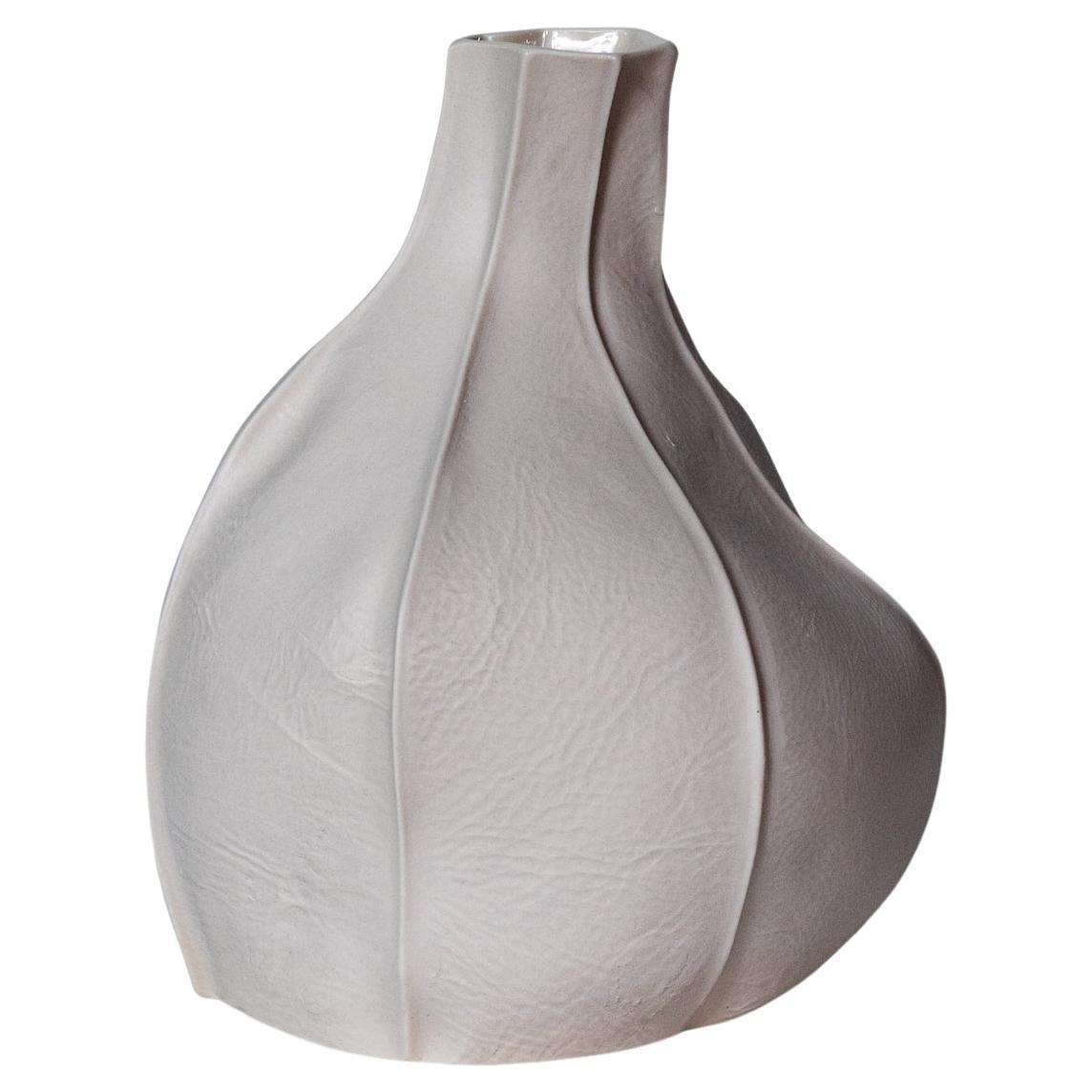 In-Stock Ceramic Kawa Vase 10, organic sculpture leather textured, SECOND For Sale