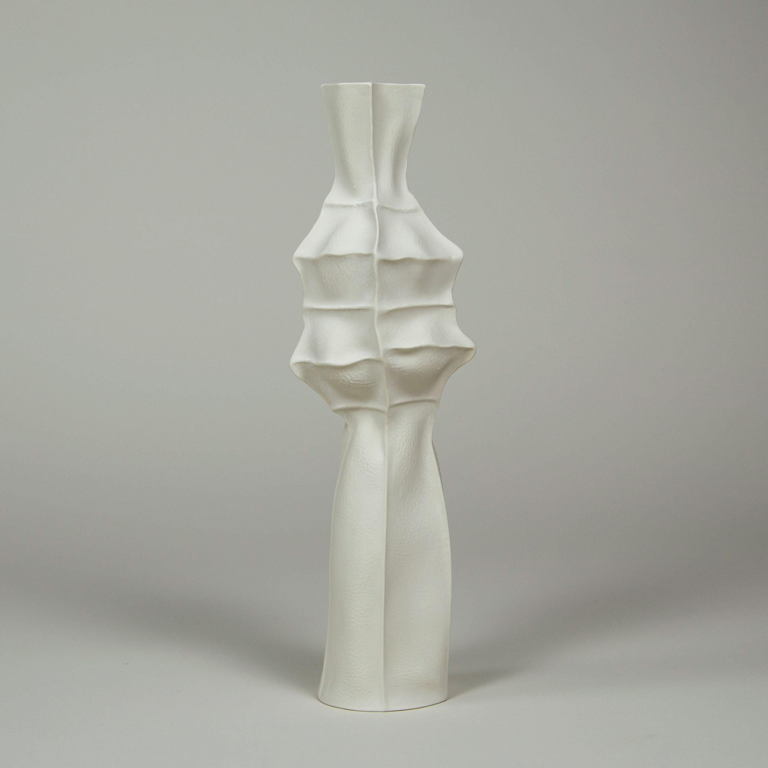 Hand-Crafted In stock, Ceramic White Kawa Vase, Set of 5, organic porcelain vases