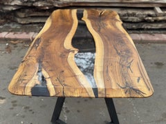 In Stock Clear Resin River Epoxy Table, Dining Room Table, Handmade Furniture