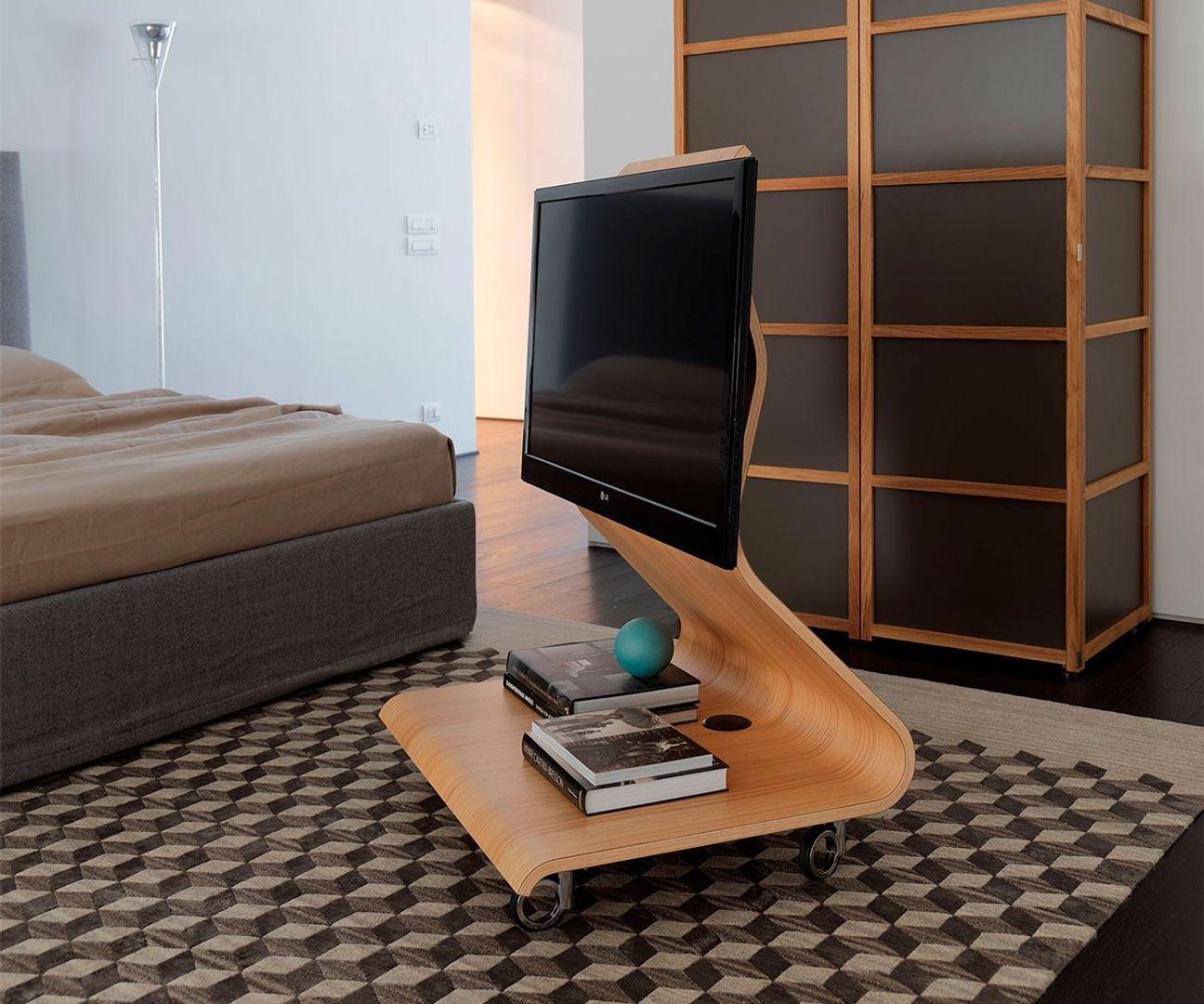 In Stock Cobra TV Stand Oak W/Multi by Casamania For Sale 1
