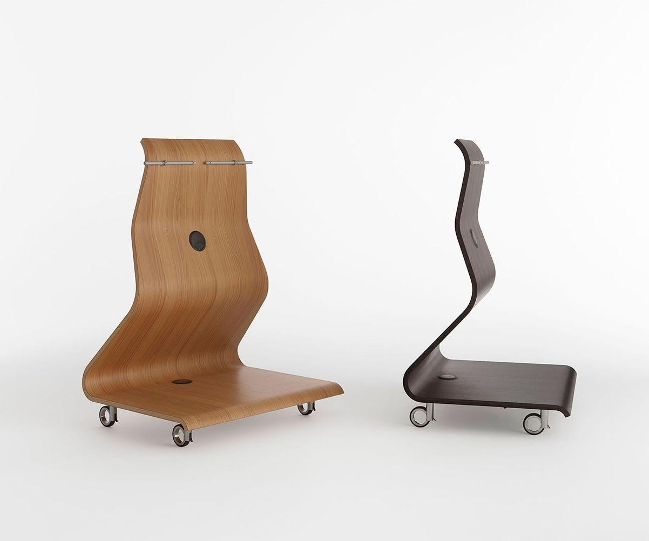 Contemporary In Stock Cobra TV Stand Walnut W/Multi by Casamania For Sale