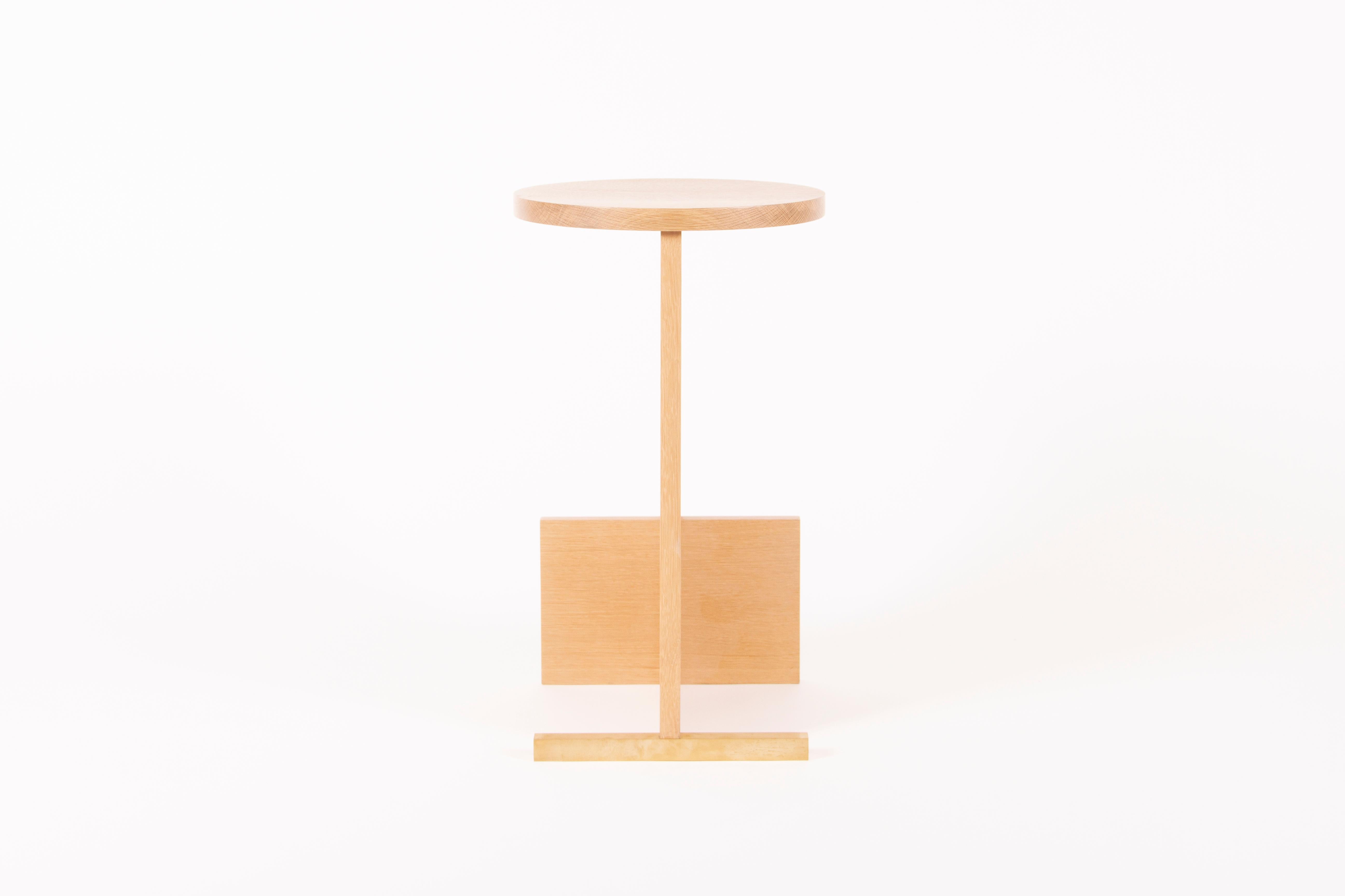 American In Stock, Counter Stool in Solid White Oak and Brass by Estudio Persona